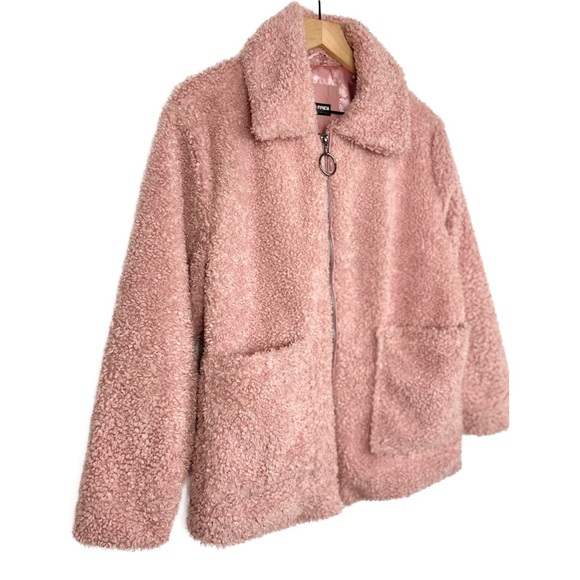 Steve Madden Sherpa Teddy Faux Fur Coat Jacket, Pink - Size M - Picture 4 of 8